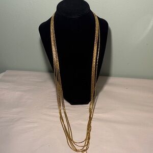 Vintage Crown Trifari Gold Tone Multi-Strand Necklace